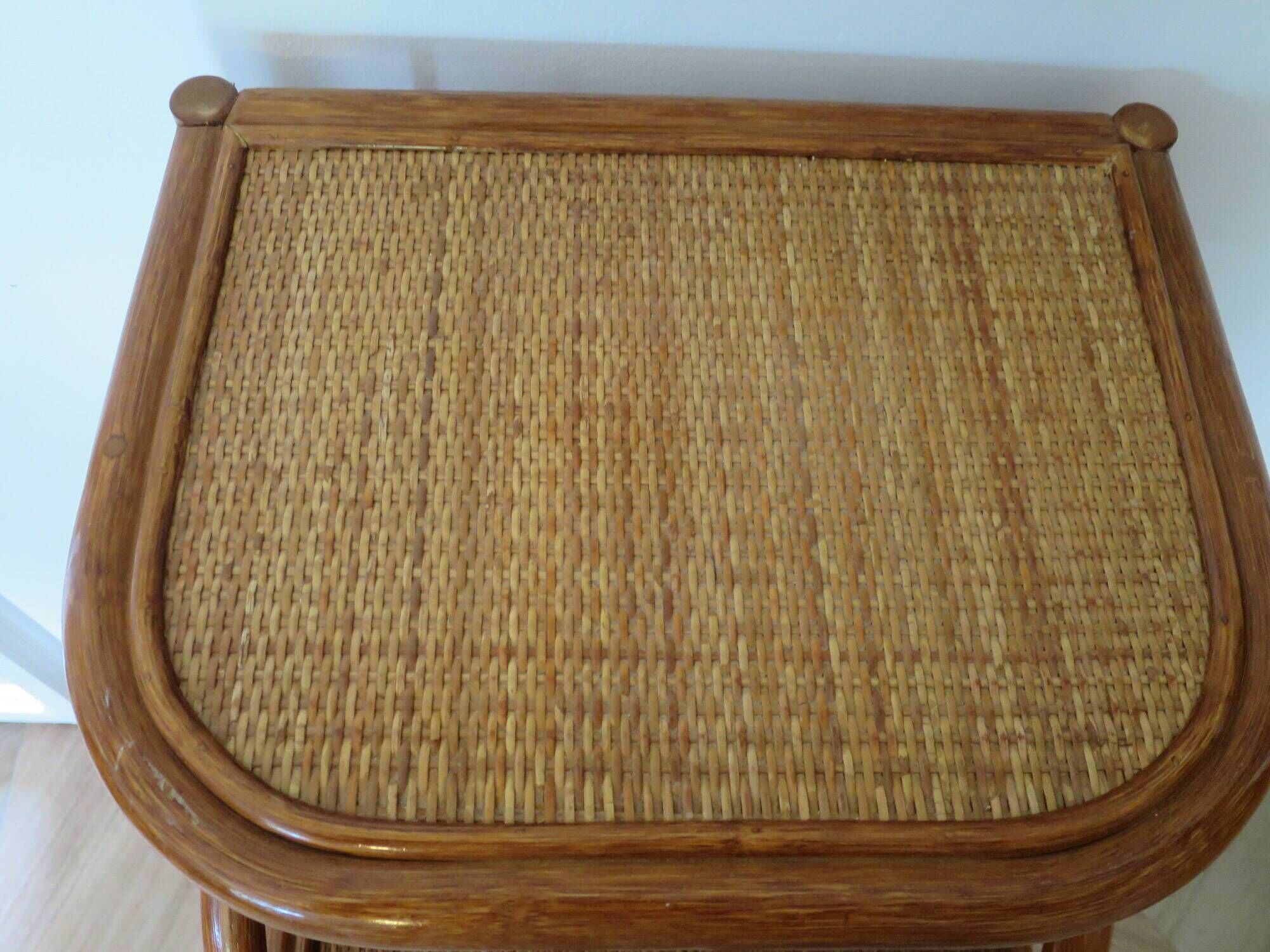 Vintage - sideboard - chest of drawers - woven rattan chest of drawers - wood - bamboo - 80s