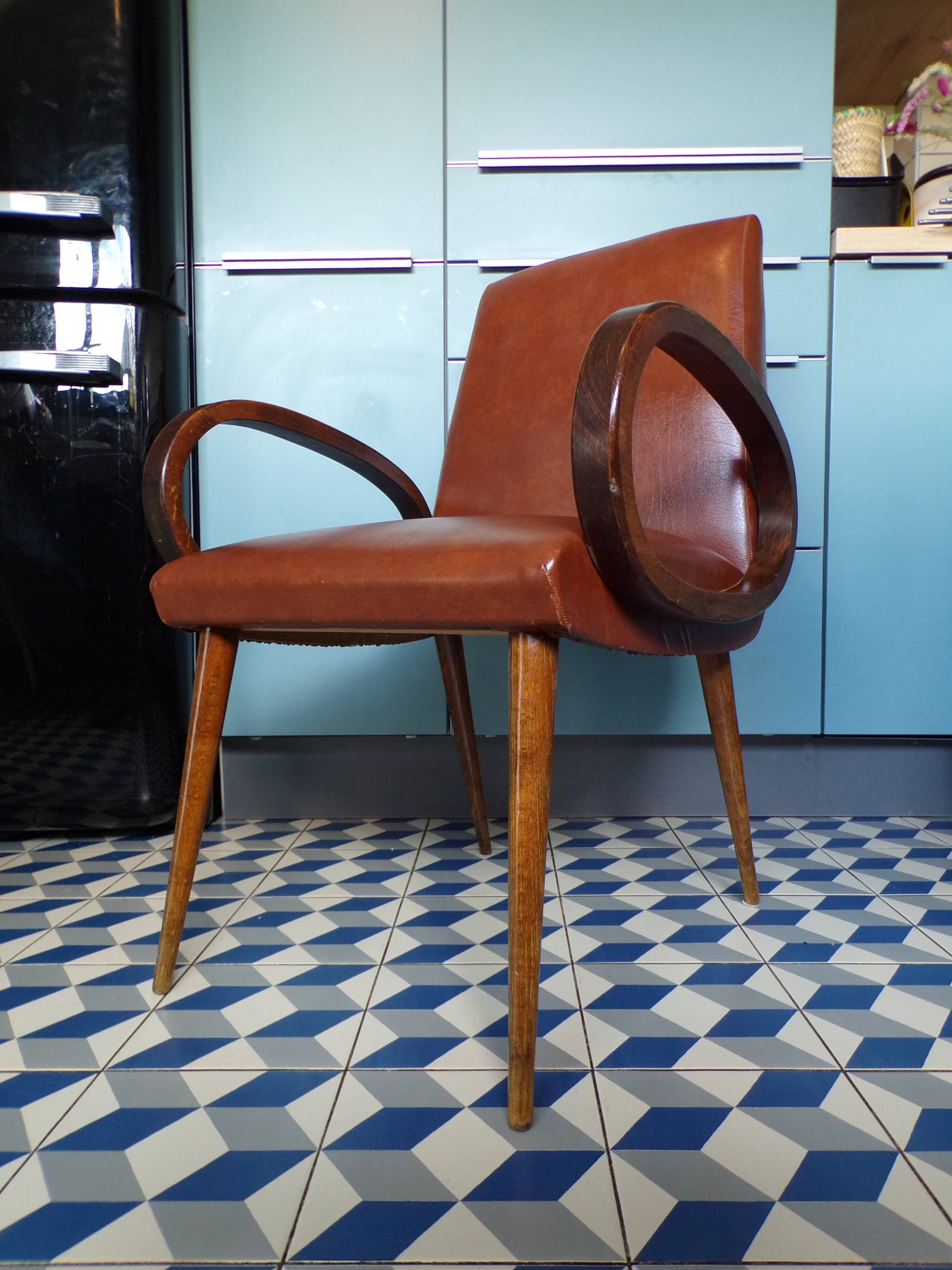 Brown skai bridge armchair