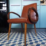 Brown skai bridge armchair