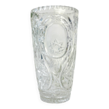 Vintage crystal vase with chiseled pattern