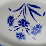 Plat ovale décor oeillets bleus