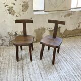 Pair of Aranjou elm “T” chairs