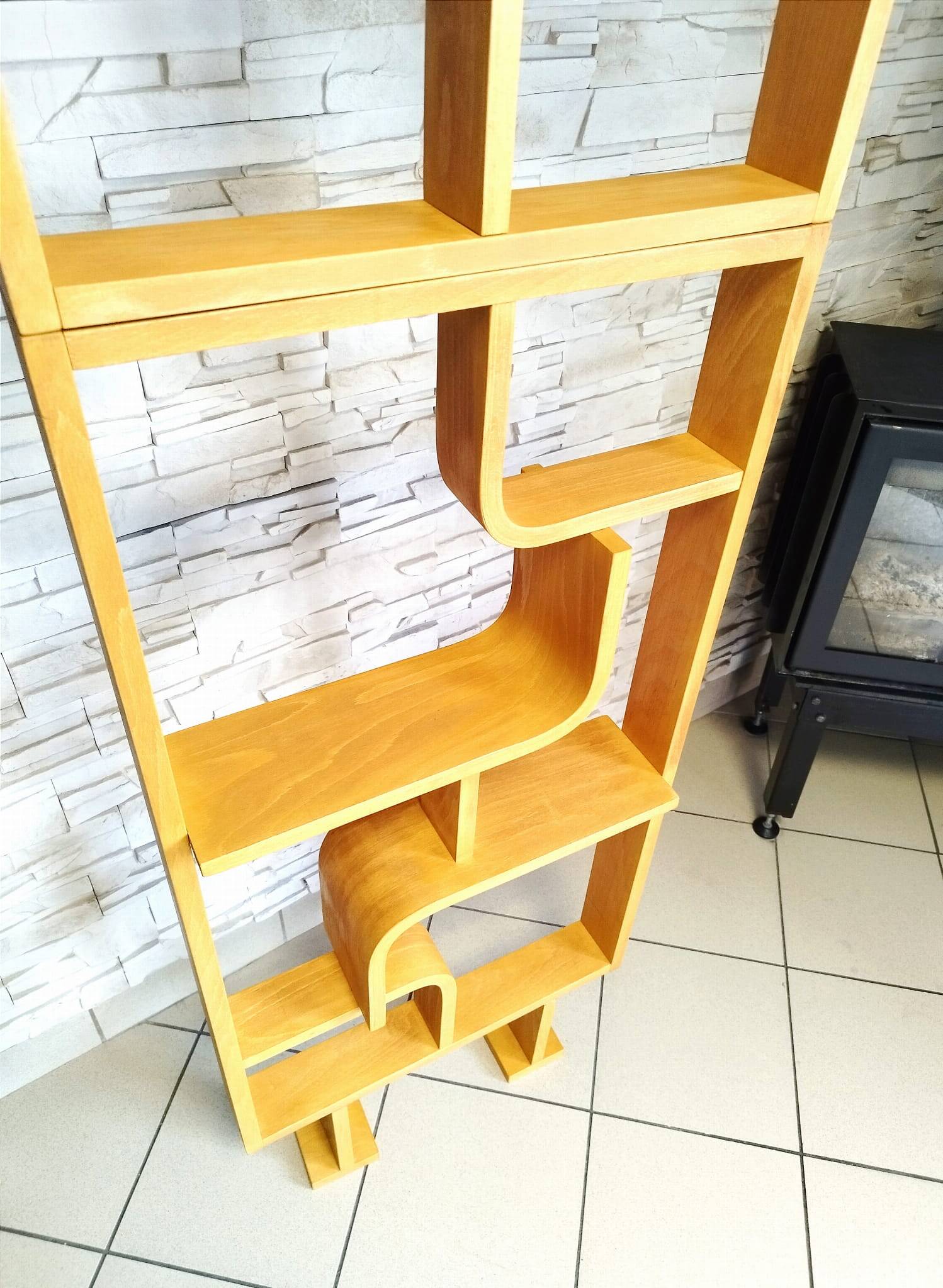 Bent plywood wall, bookcase, flowerbed, Volak by Holesov, 1960s Czechoslovakia