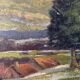 HSP painting "Snow landscape in the village" signed P. Debu dated 1942 + frame