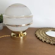 Globe old art deco table lamp in glass and brass support