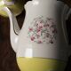 Cafetière lunéville jaune dorure fleurs roses