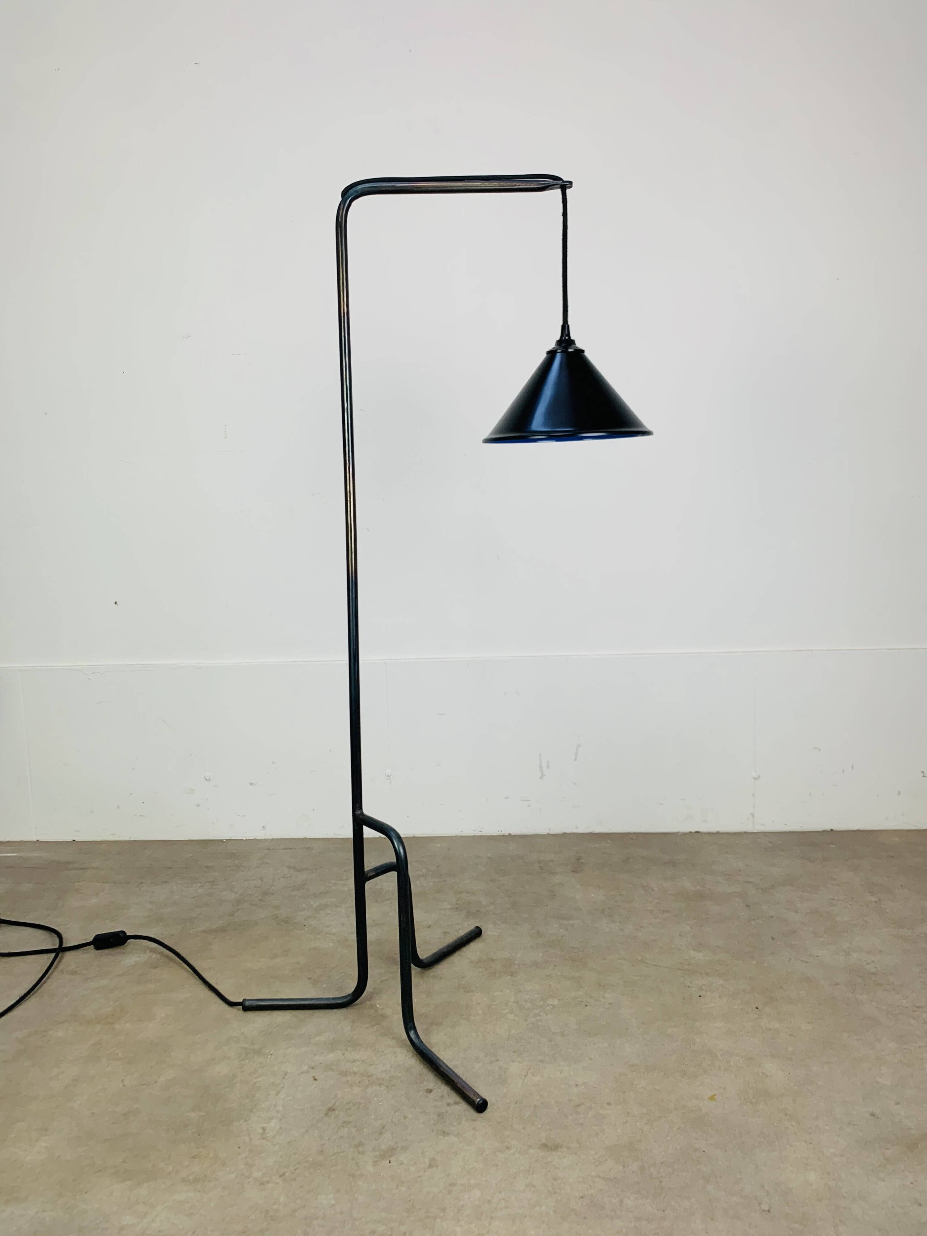 Tripod reading lamp, wrought iron, industrial style, handmade.