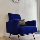 Vintage blue velvet armchair