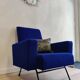 Fauteuil en velours bleu vintage
