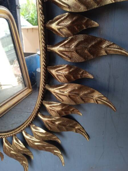 Sun mirror 75 cm gold metal period 1950