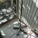 Vintage polished steel floor lamp