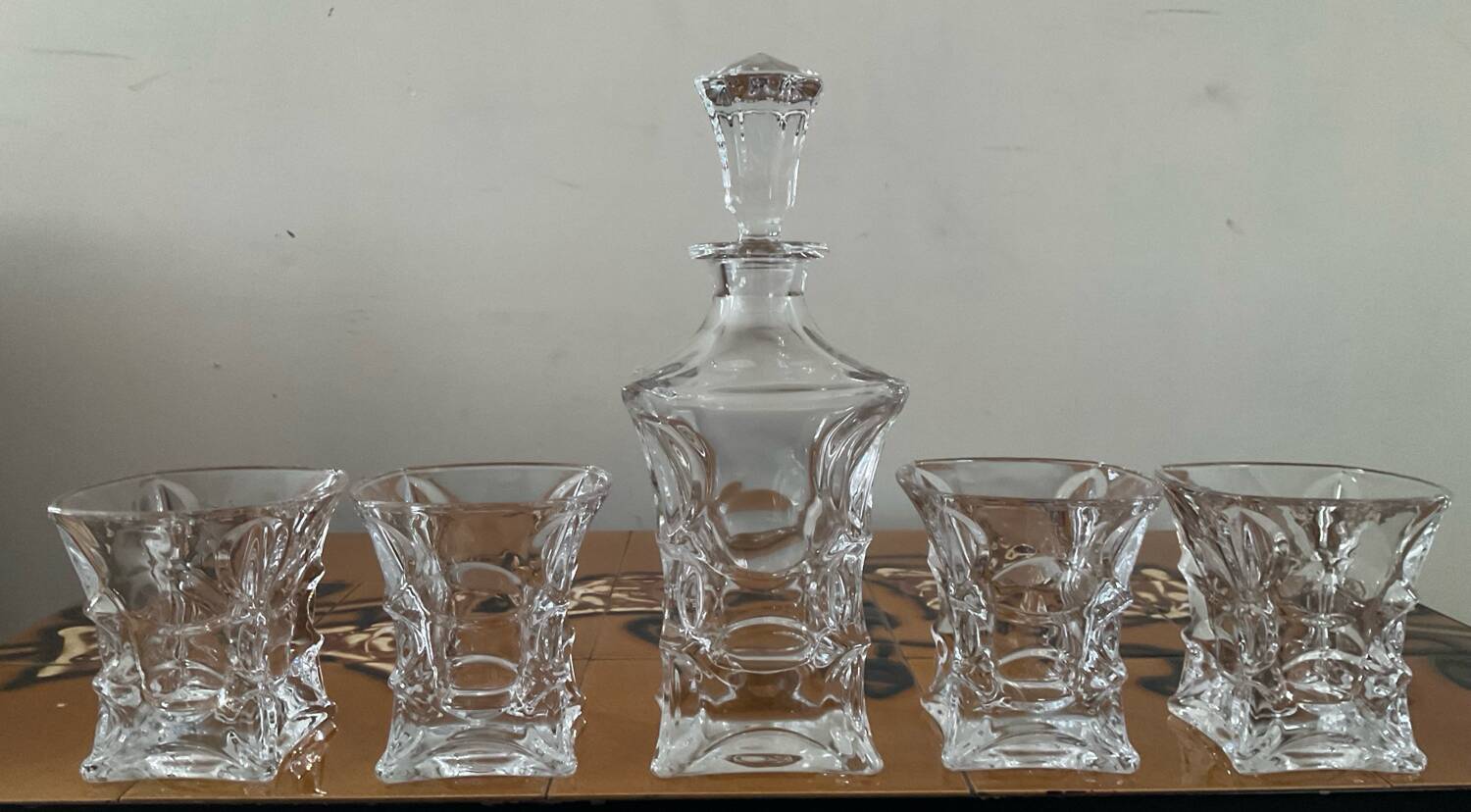 Vintage Bohemian crystal whisky set