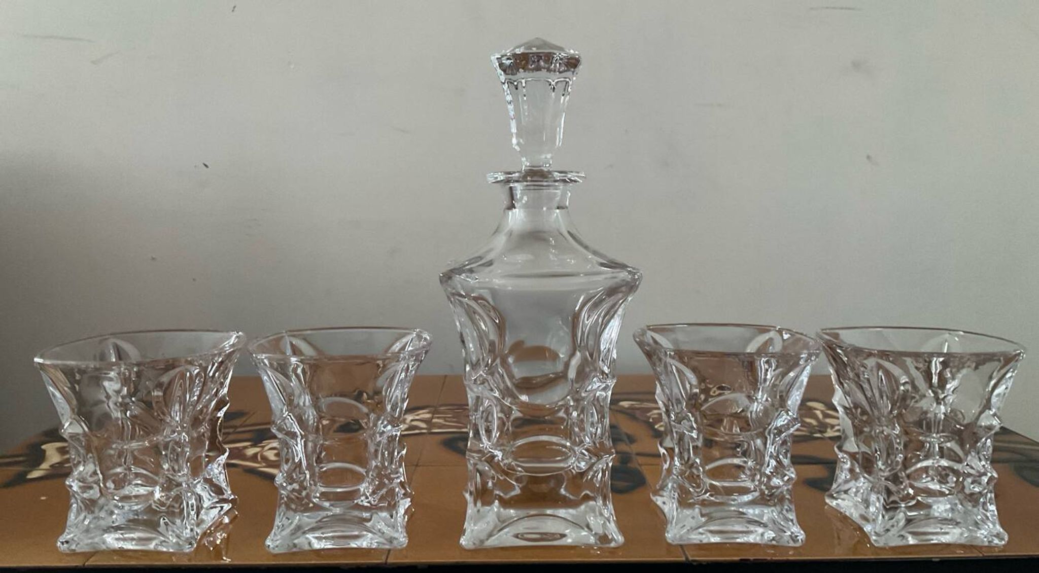 Vintage Bohemian crystal whisky set