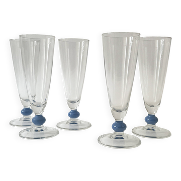 Set of 5 Murano glass glasses, circa 1970.