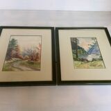 Pair of watercolor nature landscape frames