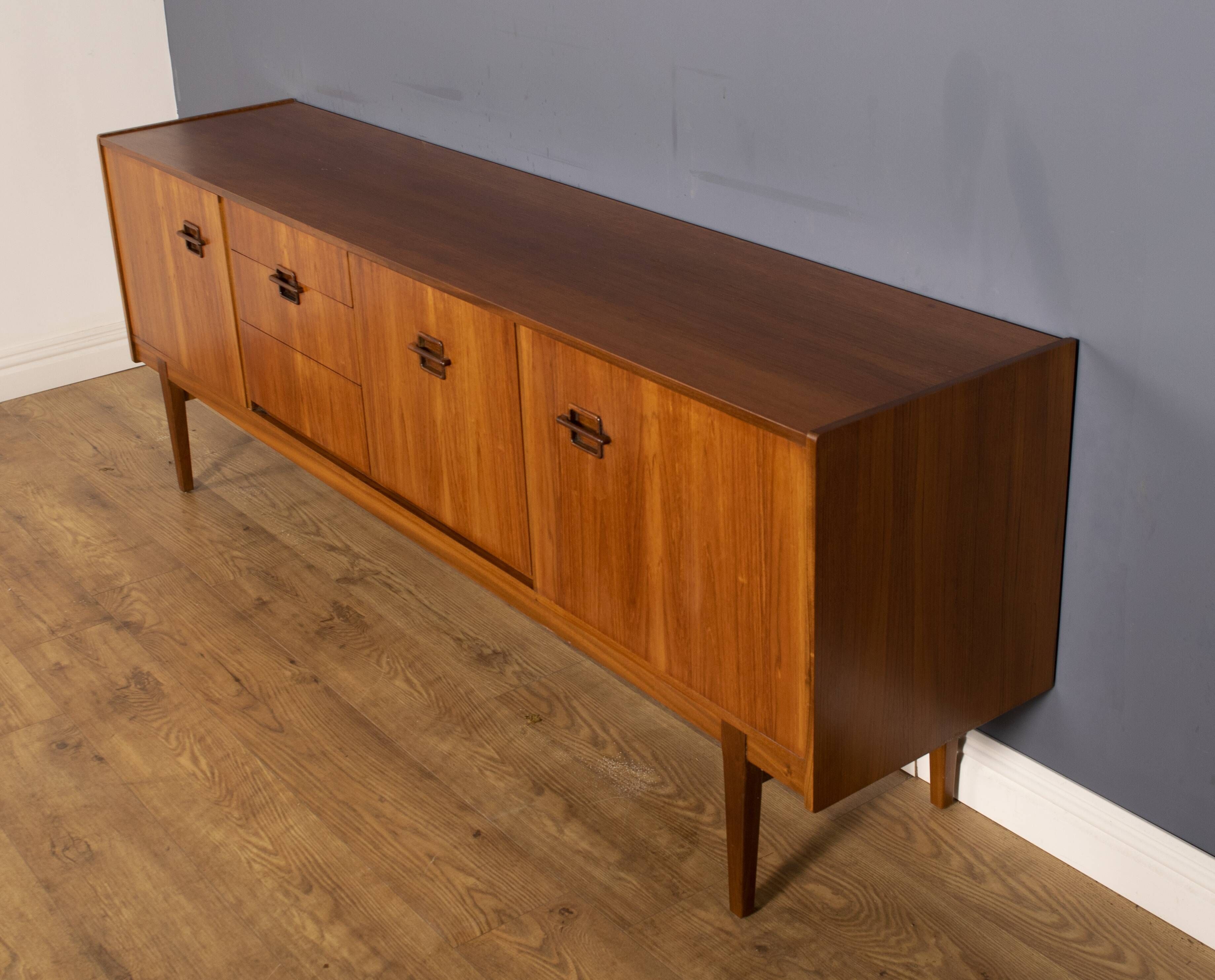 Restored 1960s Retro Long Nathan Corinthian Teak & Rosewood Sideboard