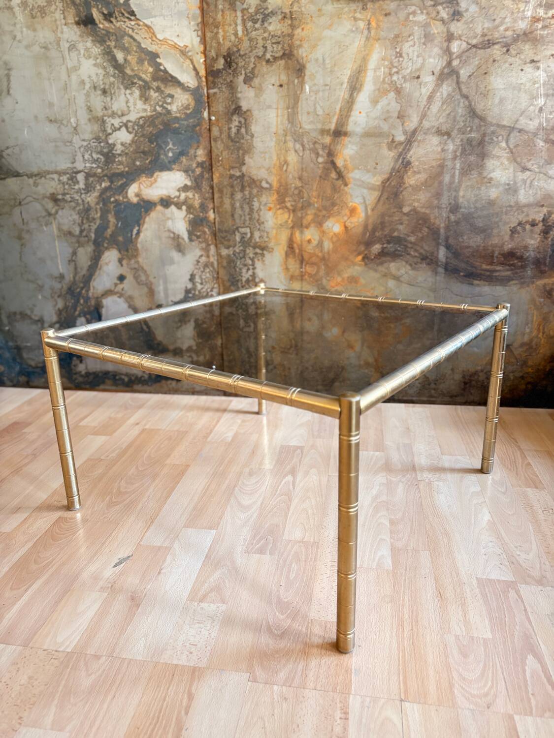 Bamboo coffee table in brass