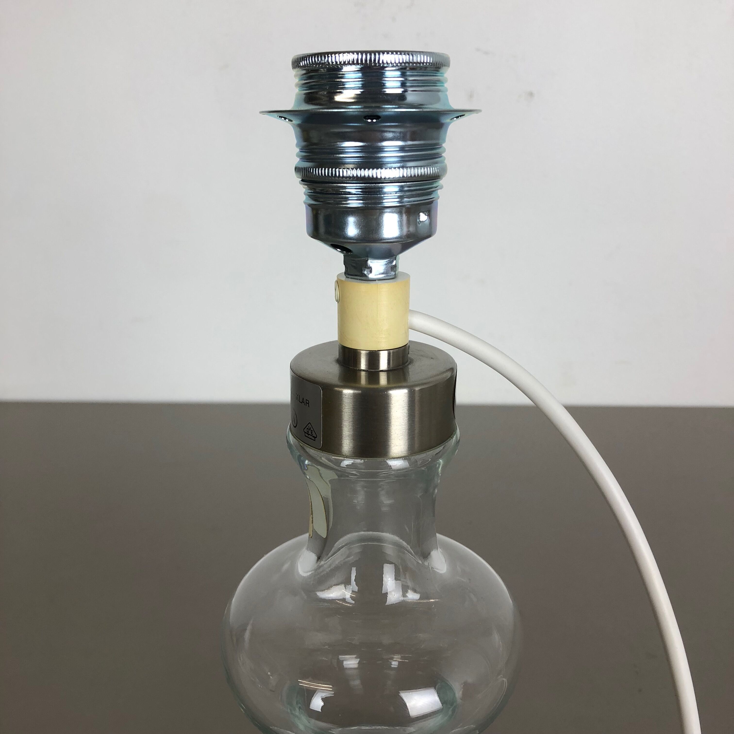 danish modern clear glass Table Light base by HOLMEGAARD, Denmark 1970s