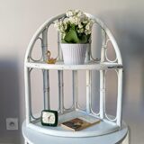 Vintage rattan wall corner shelf