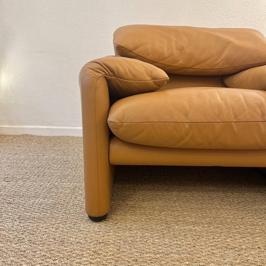 Maralunga Armchair cognac leather Cassina 1970s