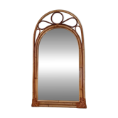 Arched Spanish wall mirror in rattan and bamboo, 1960s.