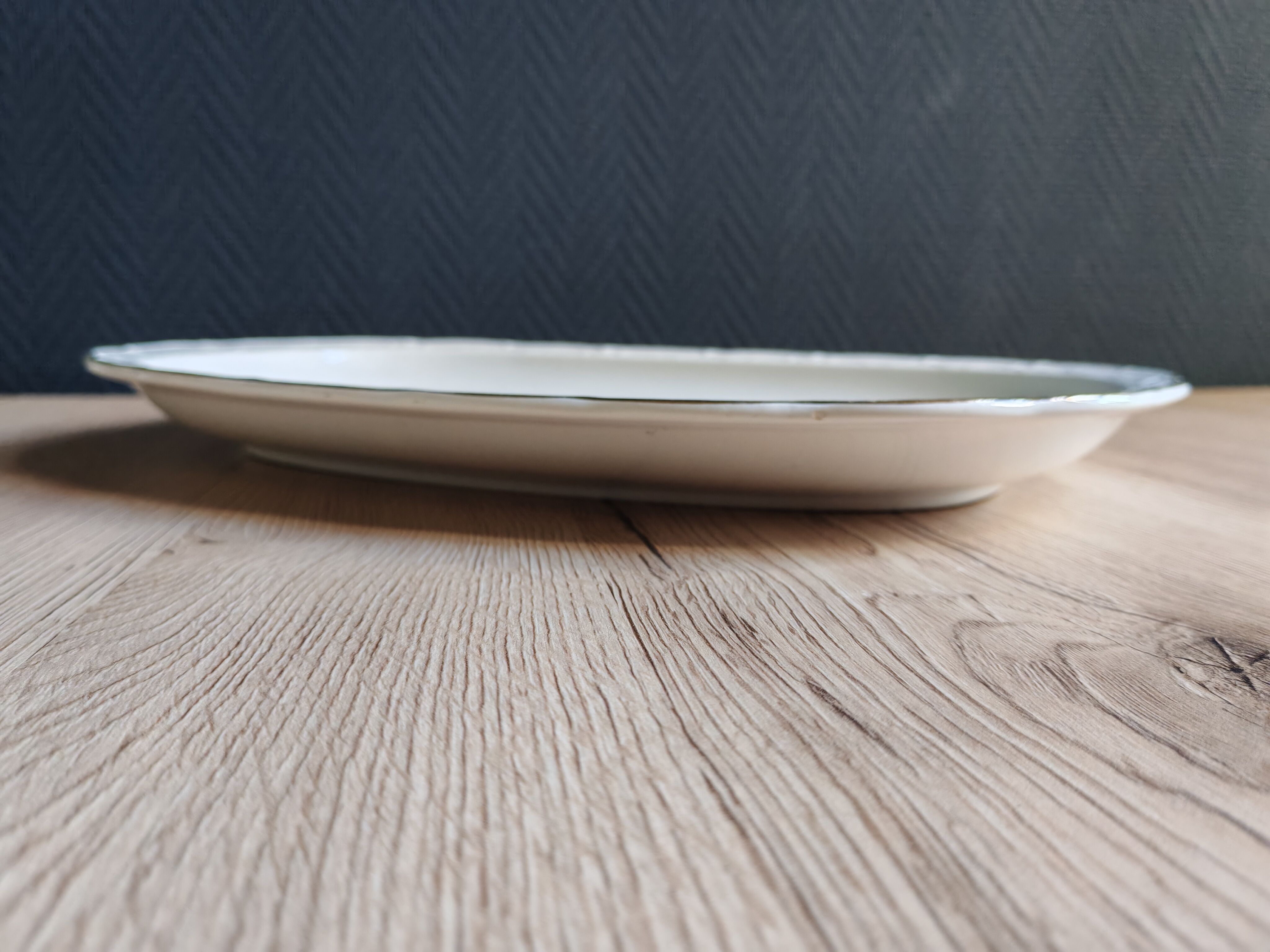 Vintage oval serving platter in white porcelain