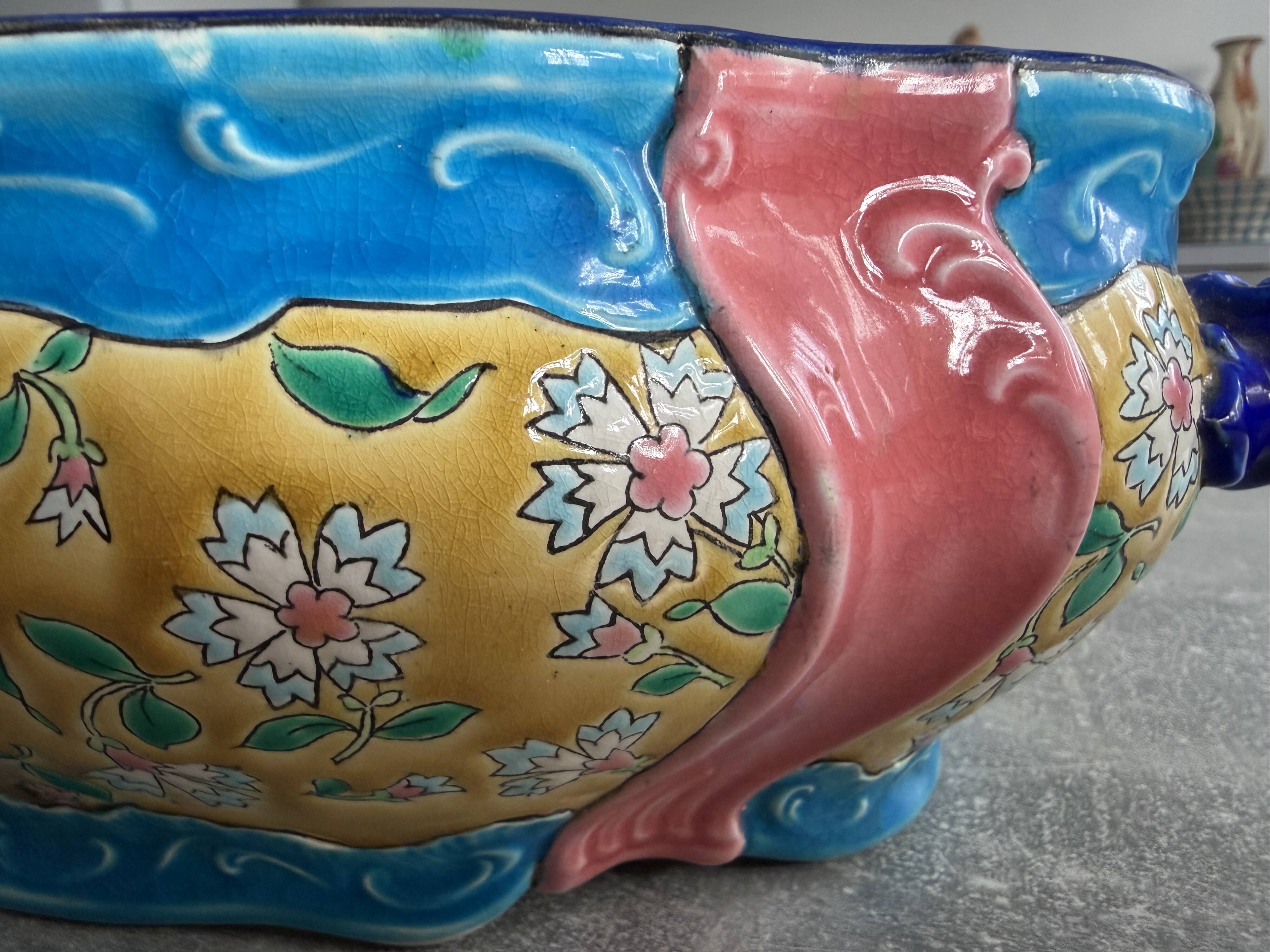 Fruit bowl enamelled by Longwy around 1880