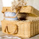 Suitcase Trunk chest rattan vintage 60s Bohemian old retro Wicker