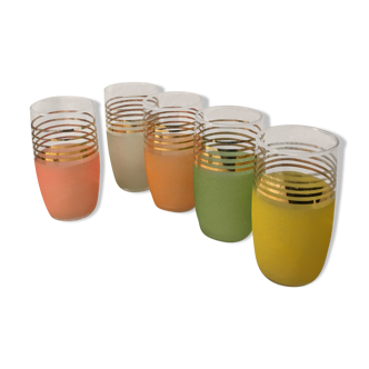 5 granite orangeade glasses