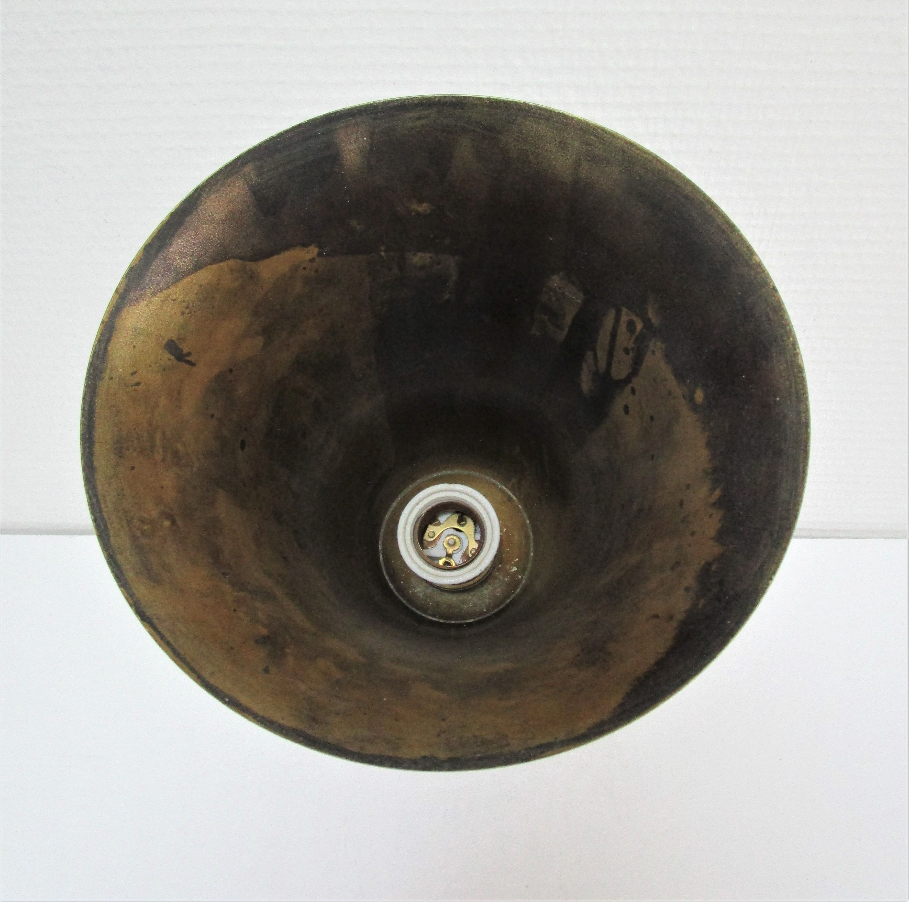 Lampe vasque art déco métal et marbre signée a.ducobu décor fleurs oiseau