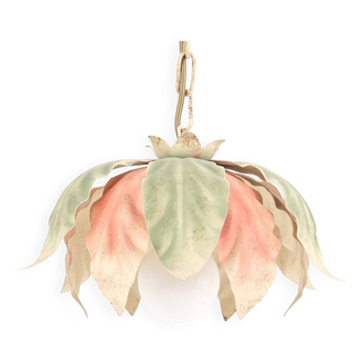 Flower and leaf suspension in pastel tones, 80s