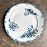 Léon Graves round dish in blue ironstone, "Oeillets" service