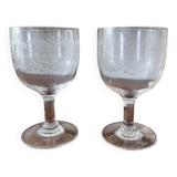 set of 2 antique needle-engraved glasses