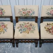 Victorian Floral Tapestry Dining Chairs, England, Set of 6