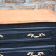 Louis XV style black commode with natural wood top – 3 drawers