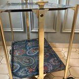 Textable brass and cashmere serving table