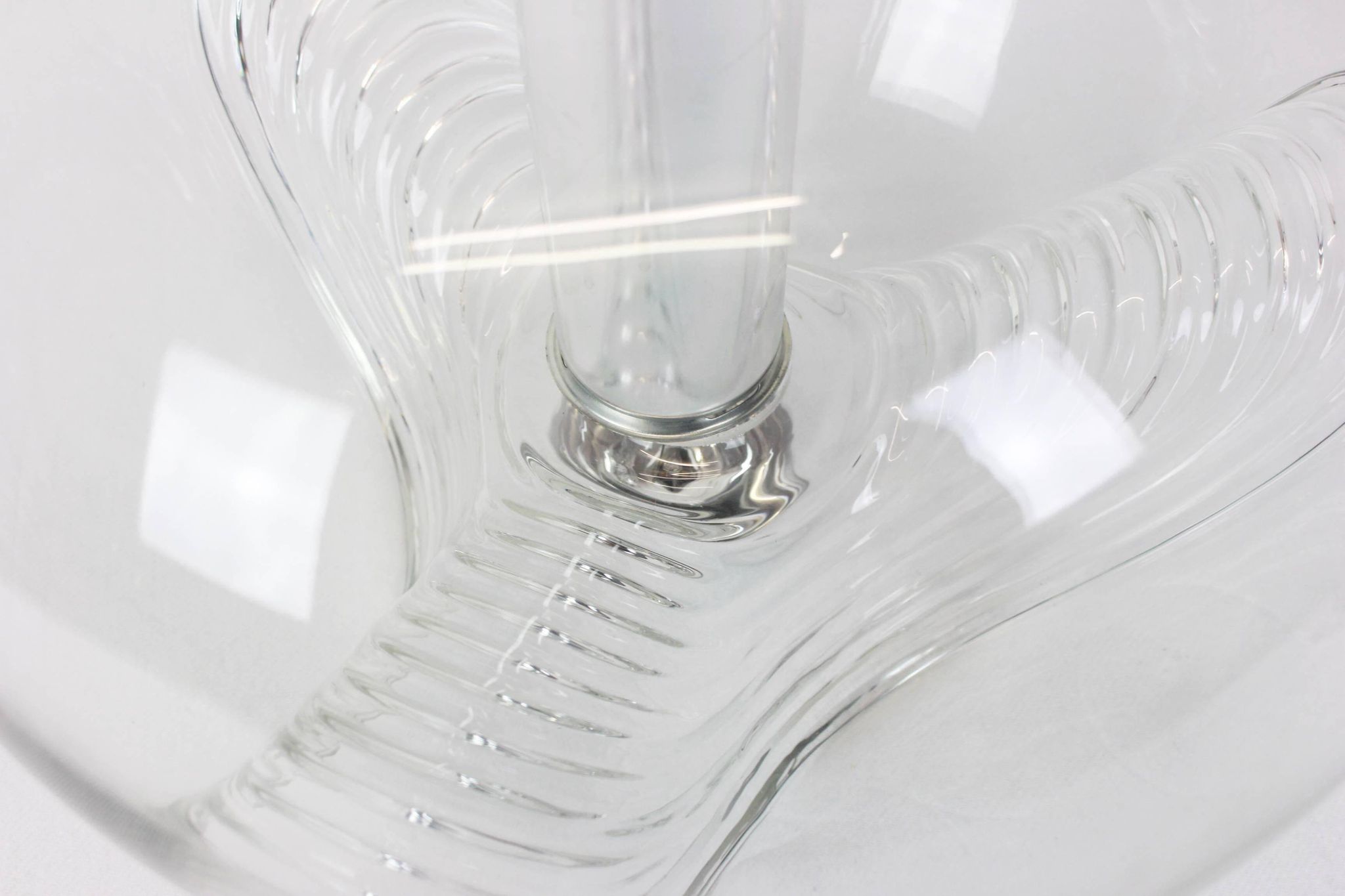 Large transparent glass pendant light by Koch & Lowy, Peill & Putzler, Germany, 1970.