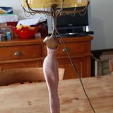 Art deco lamp golden metal and glass pate