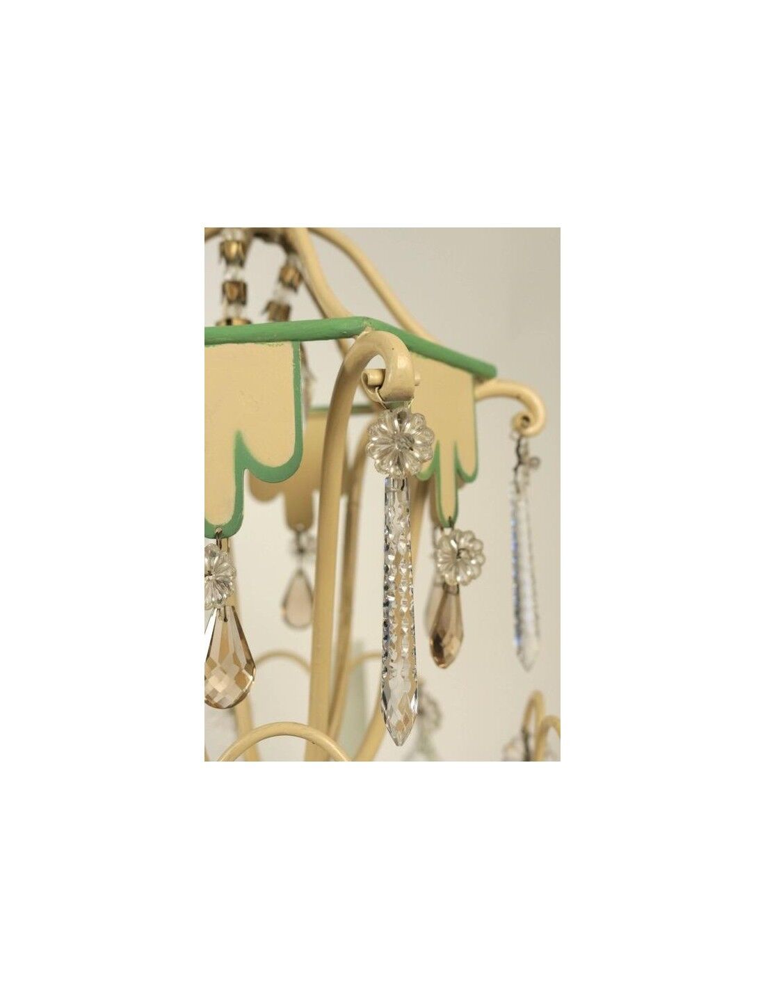 Chandelier 1950s painted metal and grapevines