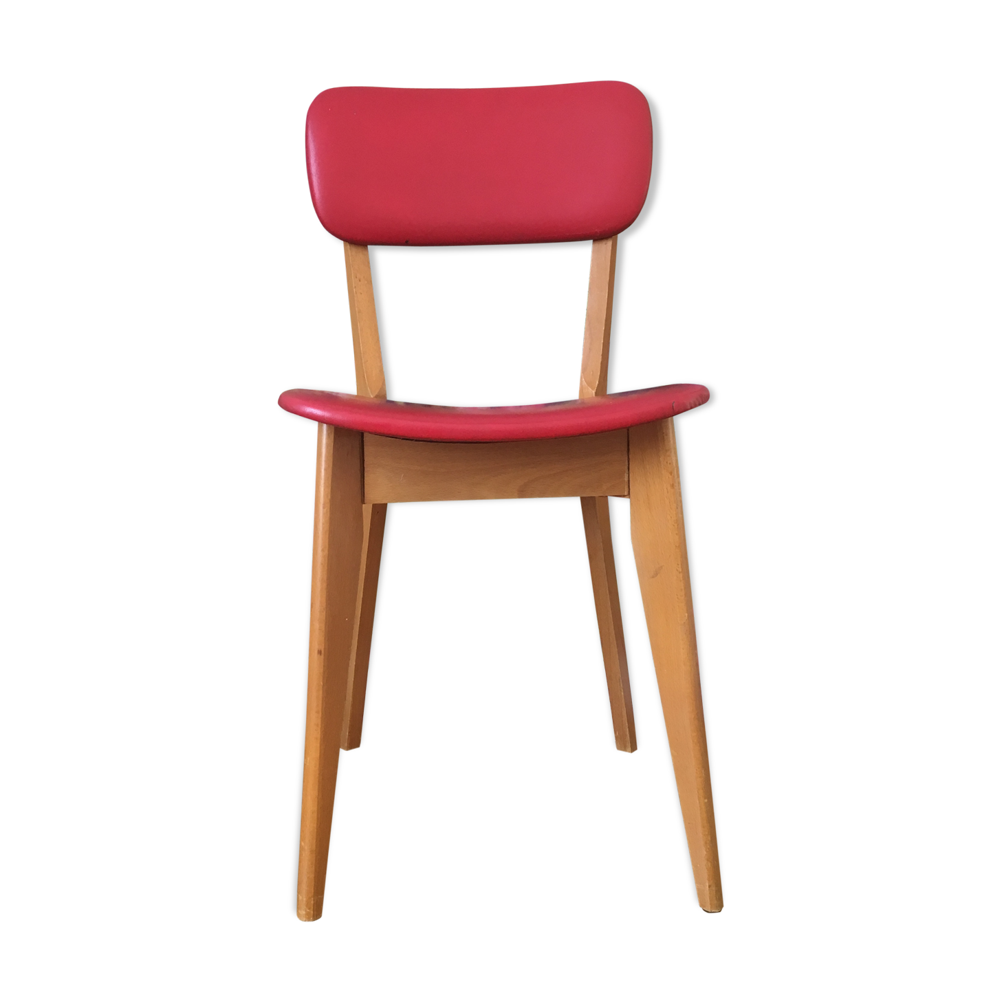 Chair Vintage wood and Red Skai