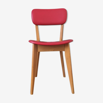 Chair Vintage wood and Red Skai