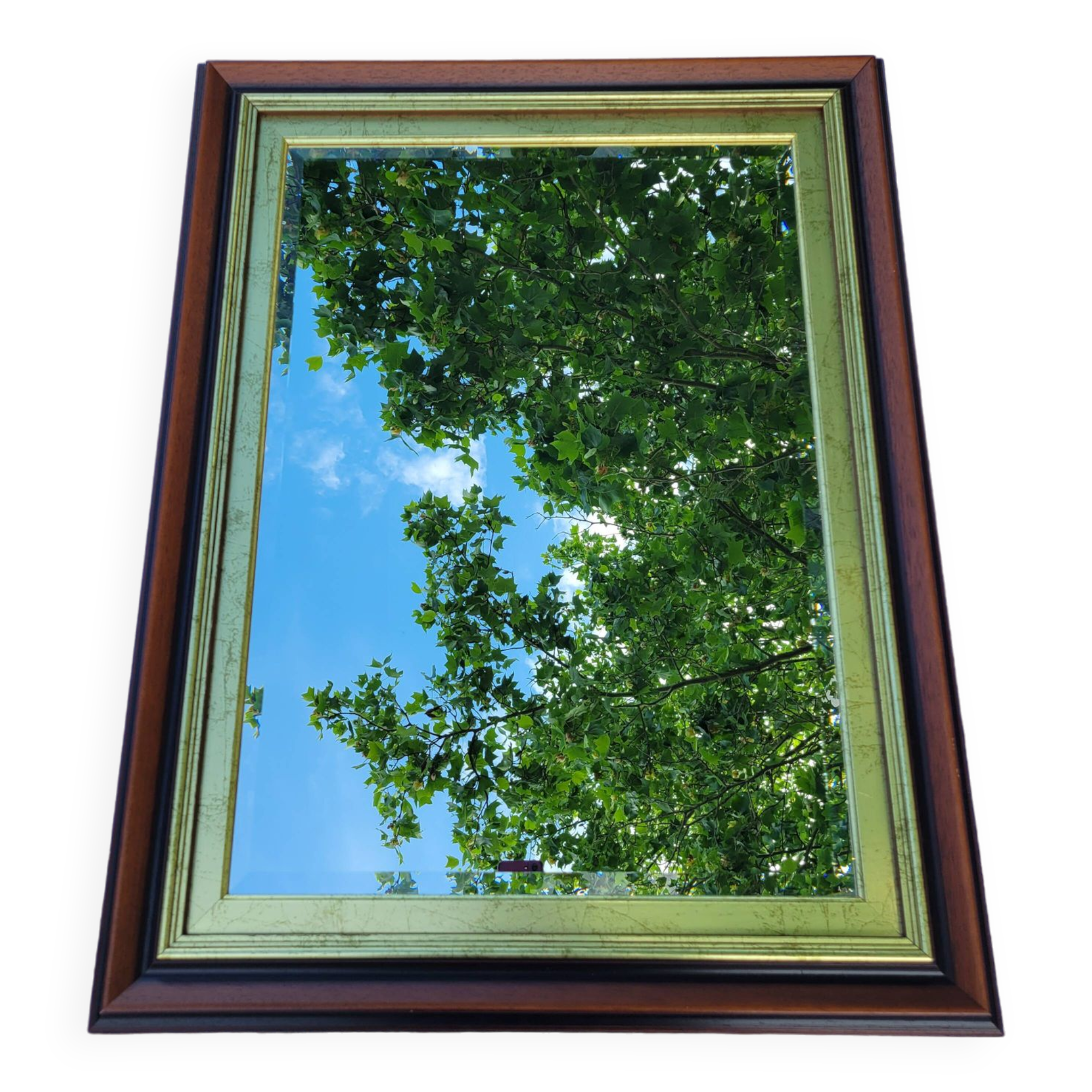 Large wooden and gold mirror