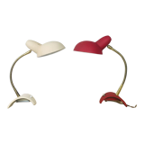 Pair of metal and brass lamps 50s Jean Boris Lacroix