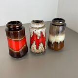 Set of three Vintage Pottery Fat Lava Vases Made by Scheurich, Germany, 1970s