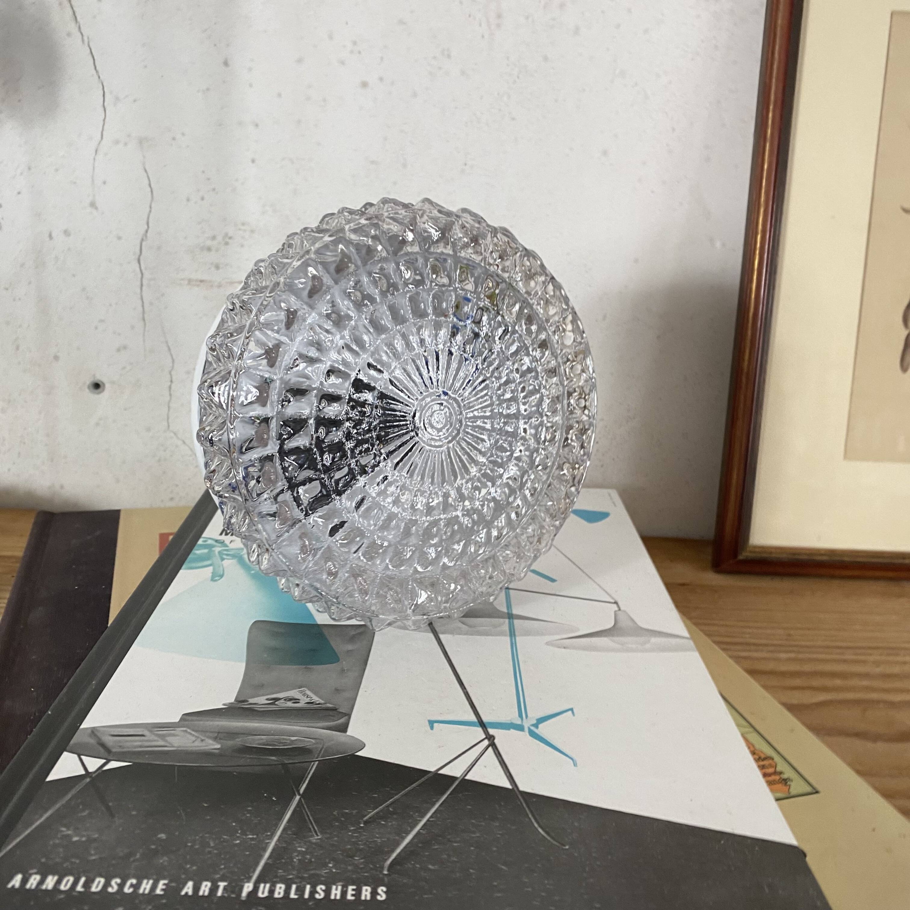 Small round wall lamp ceiling light transparent glass vintage fixture