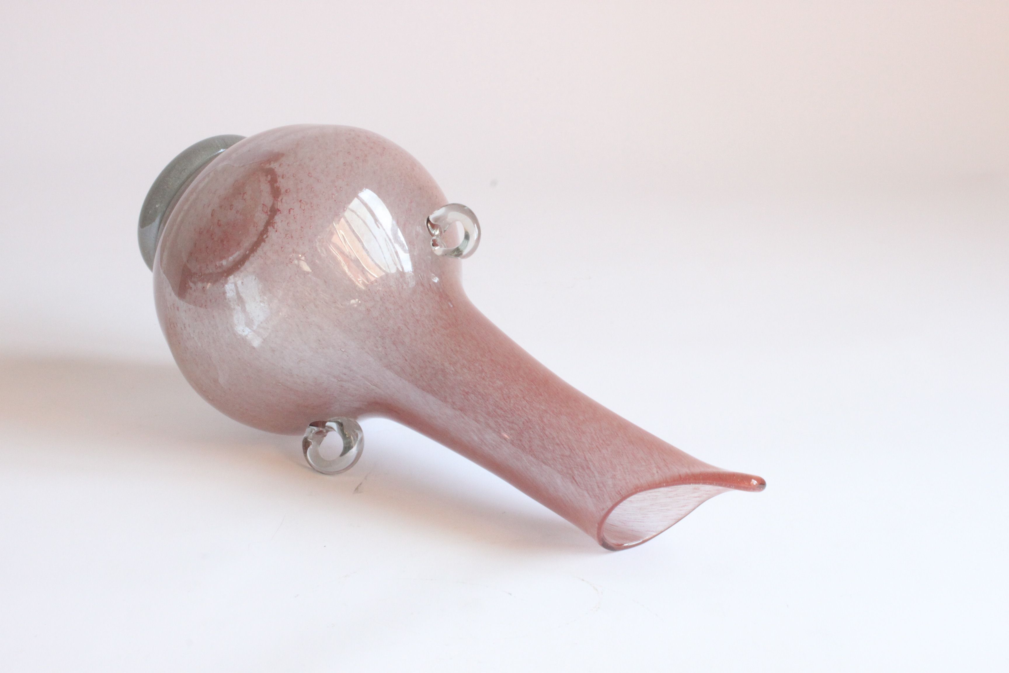 Pink Pulegoso glass vase with little ears, 1960s