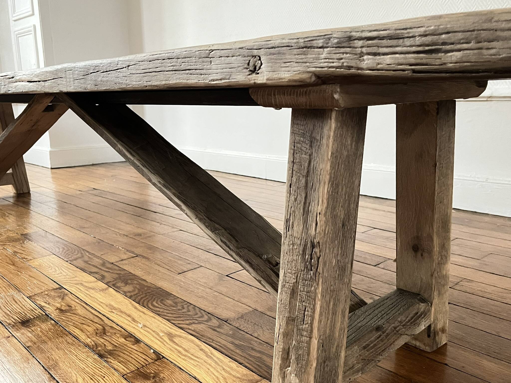 Millau bench solid oak antique - 200 cm