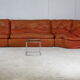 Flexible sofa, orange vinyl and foam, France, circa 1970
