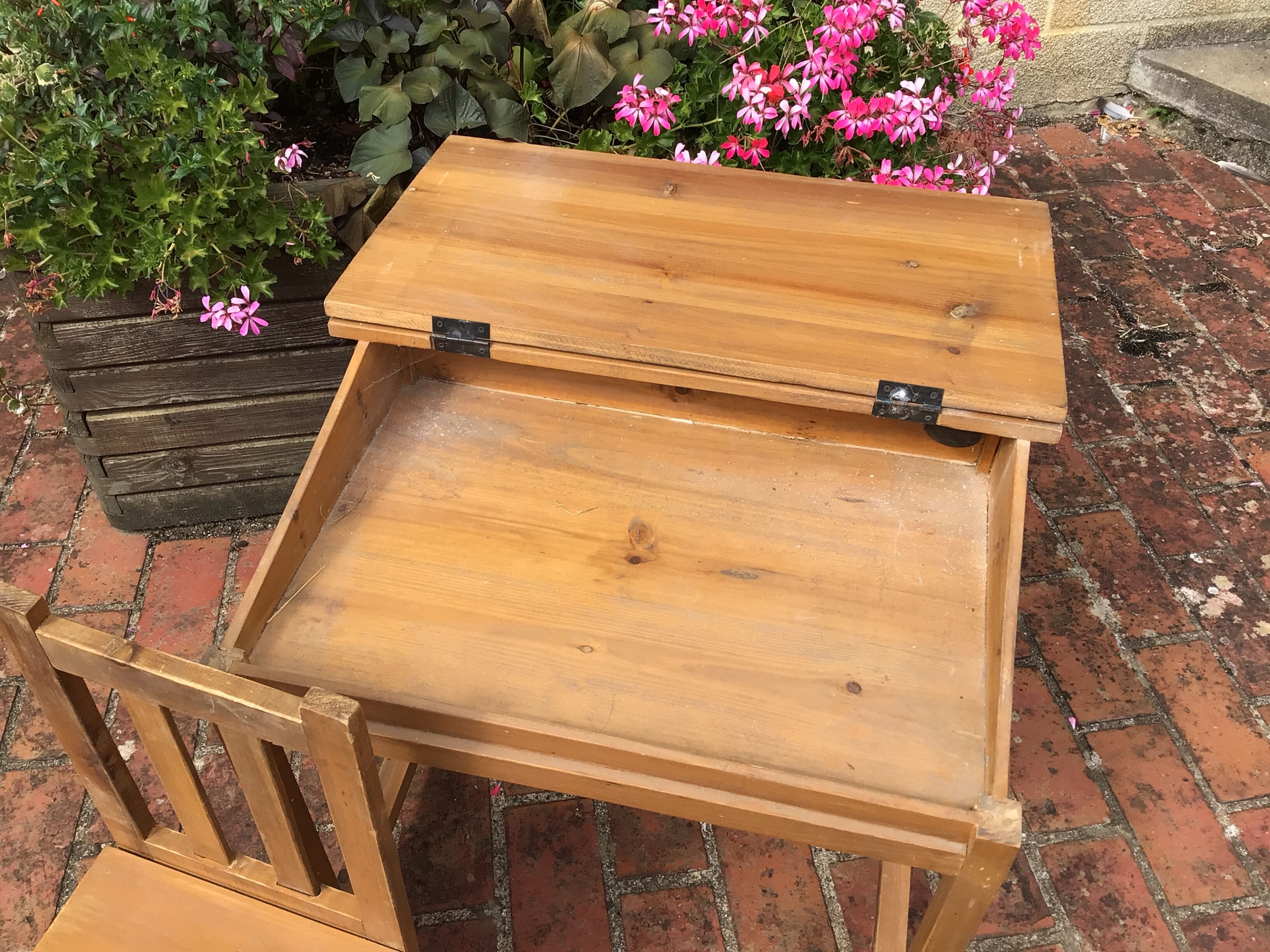 School desk with wooden chair