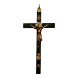 Crucifix Christ bronze blackened wood